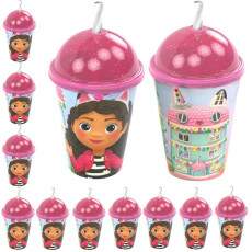 Kit 40 Copos e Canudo p/ Festa Infantil Casa M�gica da Gabby