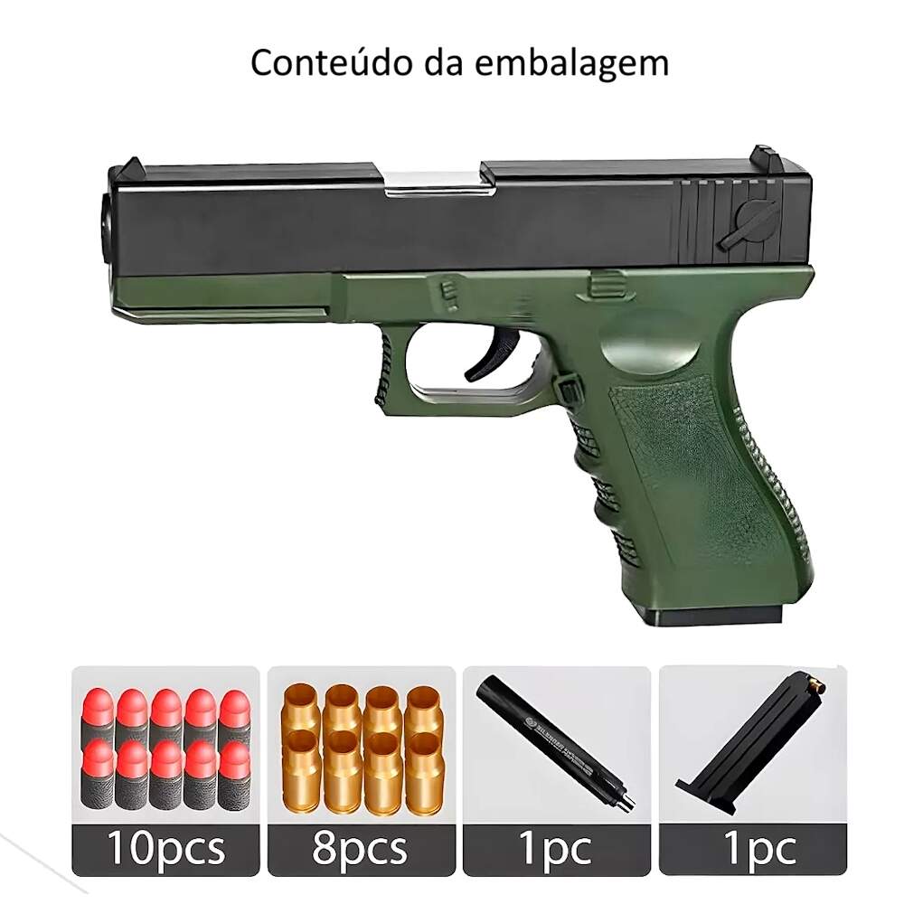 Pistola Arma De Brinquedo Dardos Projeteis Glock Realista