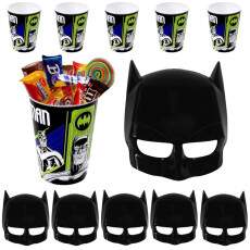 Kit 5 M�scaras e 5 Copos Batman Festa Infantil Lembrancinha Fantasia