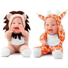 Kit 2 Bonecas Le�zinho e Girafinha Babilina Beb� Roupa Safari Na Caixa Bambola