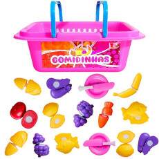 Cesta de Compras com Verduras Legumes e Frutas Crec crec com 19 Pe�as Comidinhas