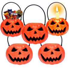 5 Mini Balde Ab�bora c/ Al�a Festa dia das Bruxas Halloween Decora��o e Doces