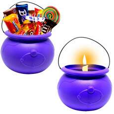 2 Caldeir�o Dia das Bruxas Grandes Roxo Doces Vela Halloween