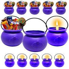 10 Mini Caldeir�o Dia das Bruxas Roxo para Colocar Doces e Vela Halloween