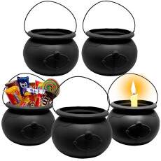 Kit com 5 Mini Caldeir�o Preto para Dia das Bruxas Festa de Halloween Decora��o