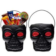 2 Baldes com Al�a de Caveira Festa Dia Das Bruxas Halloween Decorativo Preto