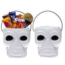 2 Caveiras Dia das Bruxas Grande Branco Doces Vela Halloween