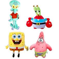 Cole��o 4 Boneco Bob Esponja Patrick Sirigueijo Lula Molusco