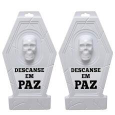 2 Pain�is Decorativo L�pide de Pendurar 50cm Halloween Bruxa