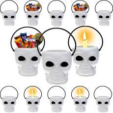 10 Baldes Mini Caveira Branca Doces Vela Decora��o Halloween
