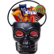Balde Mini Caveira Preta p/ Doces Vela Decora��o Halloween