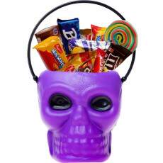 Balde Mini Caveira Roxa p/ Doces Vela Decora��o Halloween