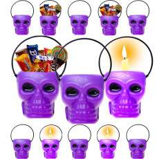 10 Baldes Mini Caveira Roxo Doces Vela Decora��o Halloween