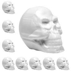 10 Mini Cr�nios Caveira p/ Festa dia Bruxas Halloween Branca Decora��o de Mesa