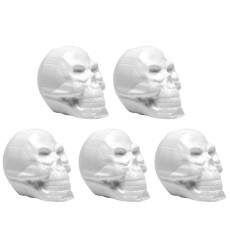5 Cr�nios Caveira Branca decorativa dia das Bruxas Halloween