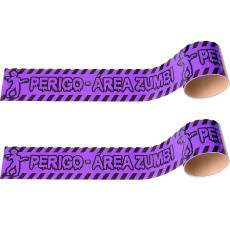 2 Faixas Decora��o Roxa Halloween Festa Perigo �rea Zumbi