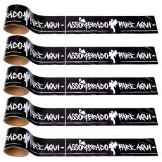 5 Faixas Decora��o Halloween Festa Pare Aqui Mal Assombrado