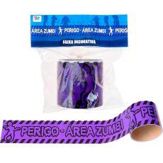 Faixa de Decora��o Roxa Halloween Festa Perigo �rea Zumbi 