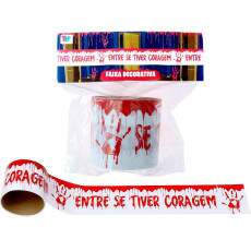 Faixa de Decora��o Vermelha com Sangue Halloween Festa