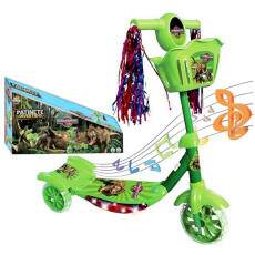 Patinete Super Scooter Dinossauro 3 Rodinhas com Luzes e Som