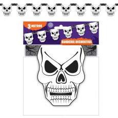 Bandeirinha Caveira Enfeite Decora��o Festa dia Bruxas 3 Metros