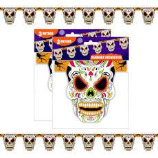 Bandeirinha Caveira Mexicana Enfeite Decora��o Bruxas 6Mts