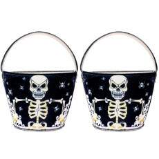 2 Bolsinhas de Tecido Pedir Doce Esqueleto Dia das Bruxas