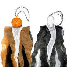 Kit 2 Bonecos Caveira e Abobora de Pendurar Halloween Grande