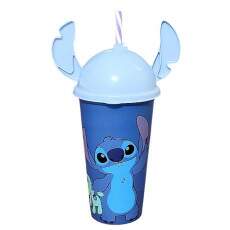 Copo com Orelhas e Canudo Lilo Stitch 500ml Original Disney