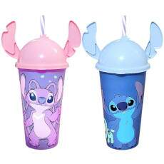 Kit 2 Copos com Orelhas Stitch e Angel 500ml Original Disney