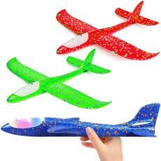 2 Super Avi�o Planador Isopor Grande 50cm com Luz Infantil