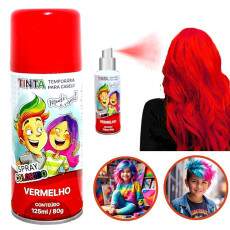 Tinta Spray Cabelo Maluco Lav�vel Carnaval Infantil Vermelho