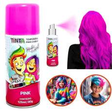 Tinta Spray p/ Cabelo Maluco Lav�vel Carnaval Infantil Rosa