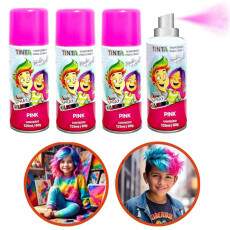 4 Tintas Spray Cabelo Maluco Lav�vel Carnaval Rosa