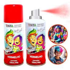 2 Tintas Spray Cabelo Maluco Lav�vel Festa Carnaval Vermelho