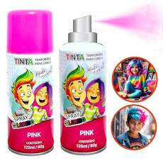 2 Tintas Spray Cabelo Maluco Lav�vel Carnaval Rosa