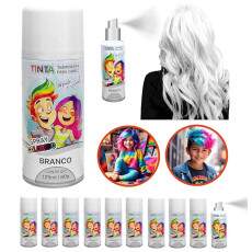 10 Tintas Spray Cabelo Maluco Lav�vel Branco Atacado Revenda