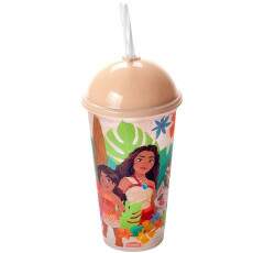 Copo Shake Infantil da Moana Tampa e Canudo 500ml Original