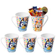 5 Canecas Bingo e Bluey p/ Doce Festa Infantil Lembrancinha
