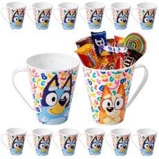 15 Canecas Bingo e Bluey p/ Doce Festa Infantil Lembrancinha