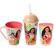 Kit 3 em 1 Princesa Moana Copo Caneca e Copo Shake Original