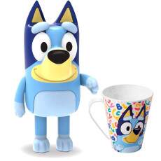 Kit 2 em 1 Boneco da Bluey com 22cm Articulada Elka + Caneca