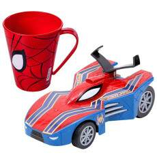 Kit Carrinho Fric��o Homem Aranha Fantastic Car 13cm + Caneca