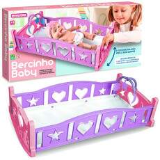 Bercinho para Bonecas Rosa Ber�o que balan�a de Brinquedo