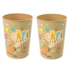 2 Copos Infantil Capivara 320ml Capi Vibes Original Plas�til