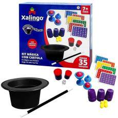 Kit M�gica com Cartola e Varinha para Crian�as + 35 Truques