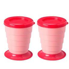 2 Copos Retr�til encolhe 330ml Rosa para Levar na Bolsa