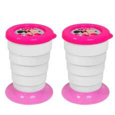 2 Copos Retr�til Encolhe 330ml Minnie Rosa Leva na Bolsa