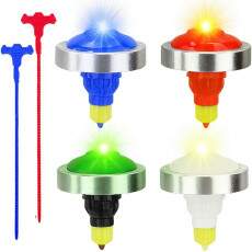 Jogo com 4 Beyblades de Ferro Coloridos com Luzes Competi��o Pi�o Brinquedo Infantil
