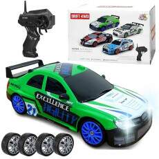 Carrinho Controle Remoto Drift Esportivo 4x4 Recarreg�vel Subaru Verde 1:24 Rodas Extras